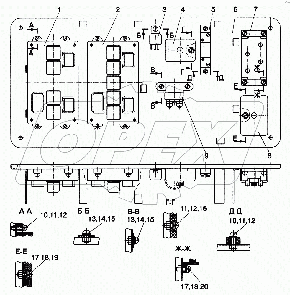 Щит распределительный мототсека автобуса ЛиАЗ-525625